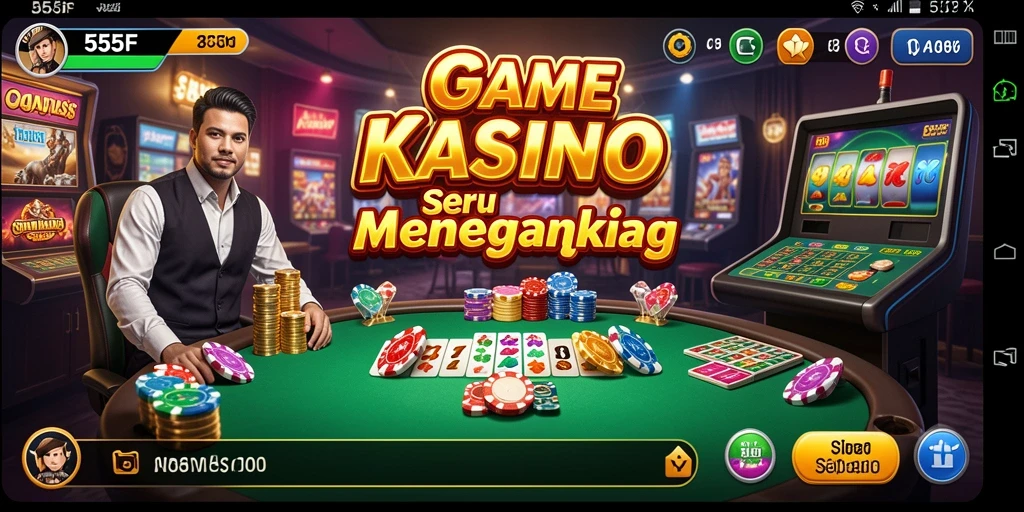 Tampilan utama gameplay Kasino 555F dengan visual menawan.