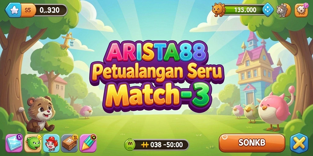 Tangkapan layar ARISTA88 dengan aksi permainan Match-3 yang menarik.