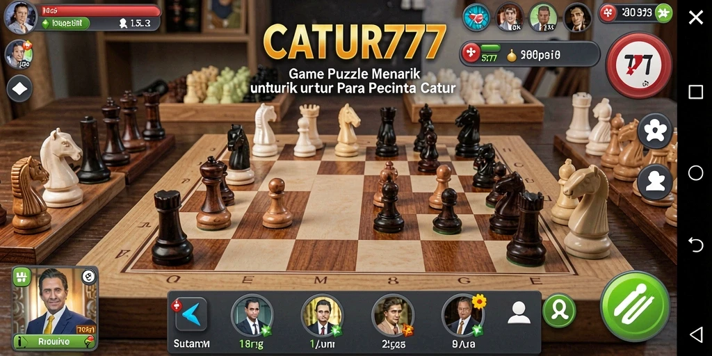 Tampilan menarik dari permainan catur dalam CATUR777 yang mendidik.