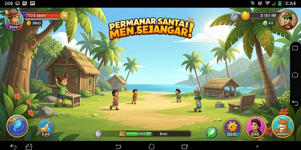 Tangkapan layar dari gameplay D06 menampilkan suasana permainan yang ceria dan menghibur.