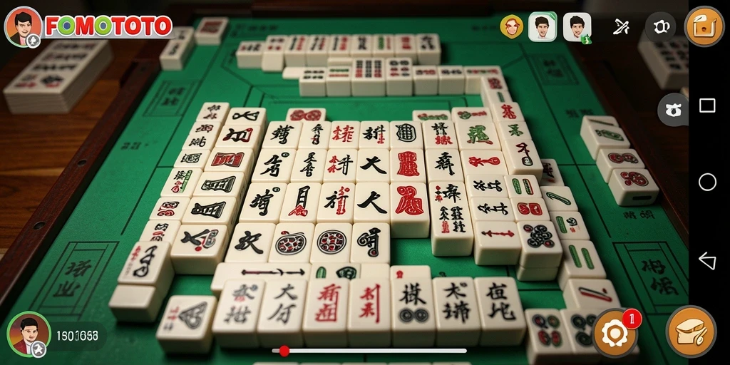 Tampilan gameplay menarik dari FOMOTOTO dengan elemen Mahjong.