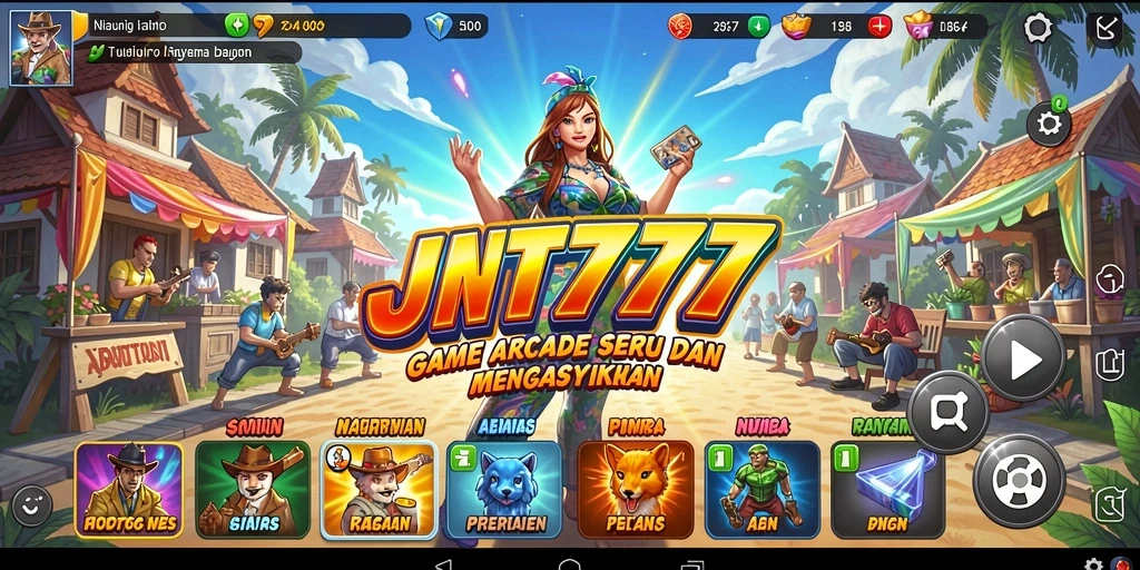 Tangkapan layar JNT777 menampilkan gameplay arcade dengan grafis menarik.