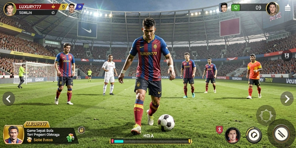 Tampilan menarik gameplay LUXURY777 dalam pertandingan sepak bola.