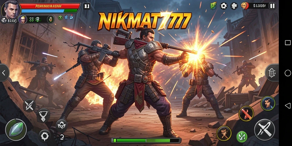 Tampilan gameplay NIKMAT777 menampilkan aksi pertarungan yang mendebarkan.
