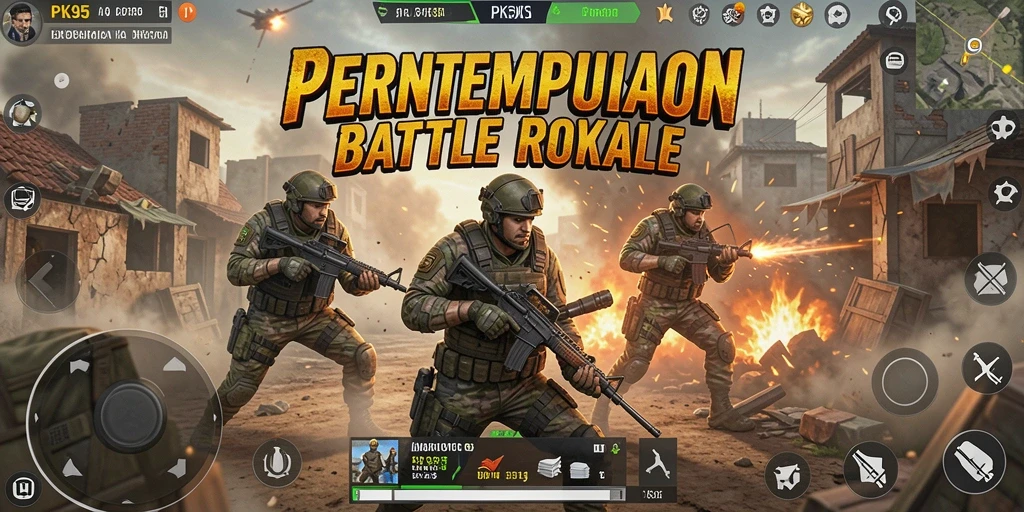 Gameplay seru dalam PK95 yang menampilkan aksi Battle Royale.