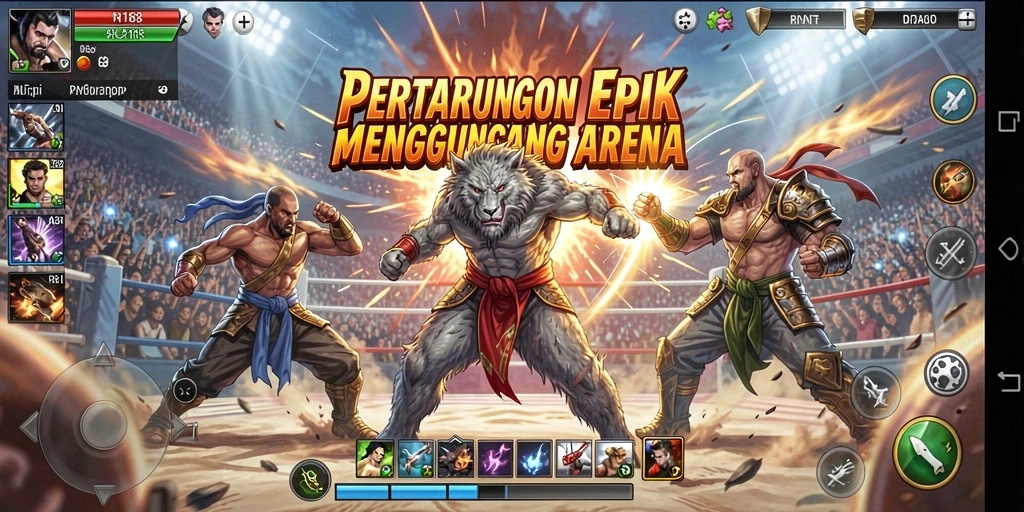 Tampilan screenshot dari gameplay pertarungan RI188 yang mendebarkan.