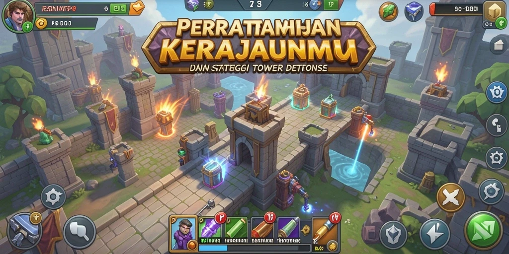 Screenshot RSNVIP menunjukkan aksi seru Tower Defense dengan menara dan musuh beragam.
