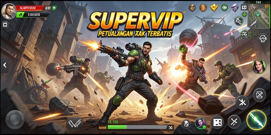 Momen aksi mendebarkan dalam gameplay SUPERVIP