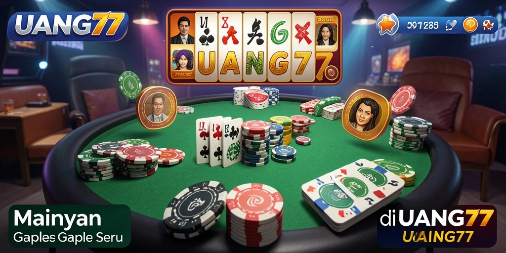 Screenshot UANG77 menampilkan gameplay Gaple yang seru dan interaktif.