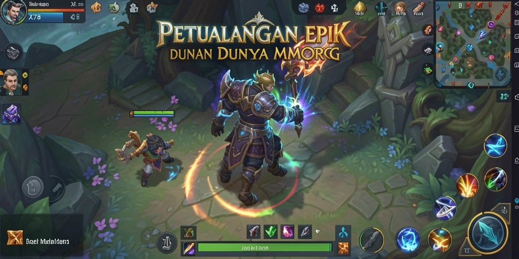 Tangkapan layar gameplay X78 yang menunjukkan pertarungan seru dalam dunia MMORPG.
